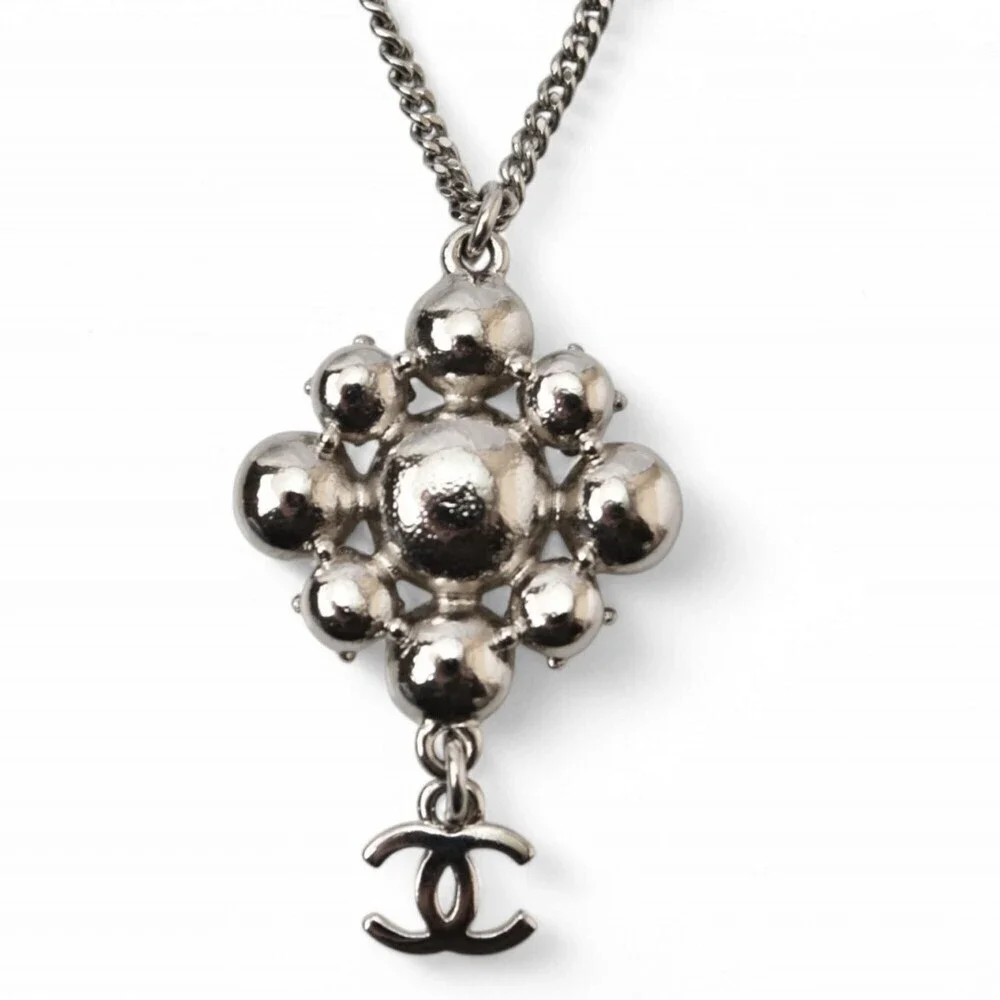CHANEL Silver Logo Necklace